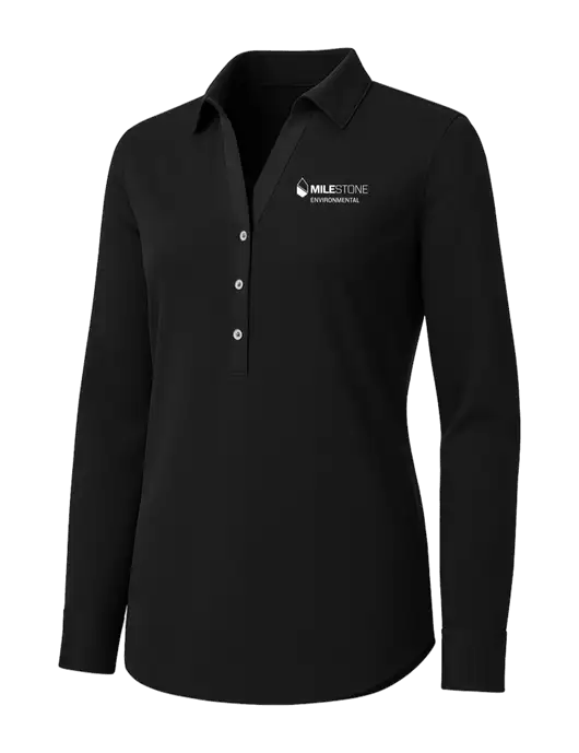Womens Black City Stretch Shirt w/Milestone Environmental Logo