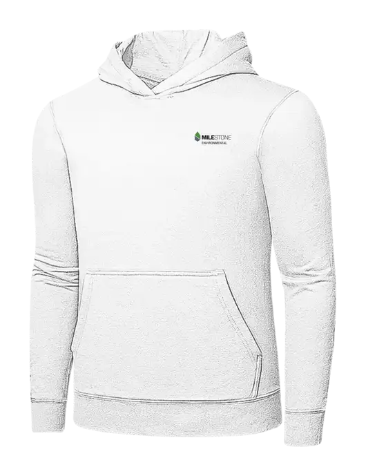 White 7.8 oz Ring Spun Hooded Sweatshirt w/Milestone Environmental Logo