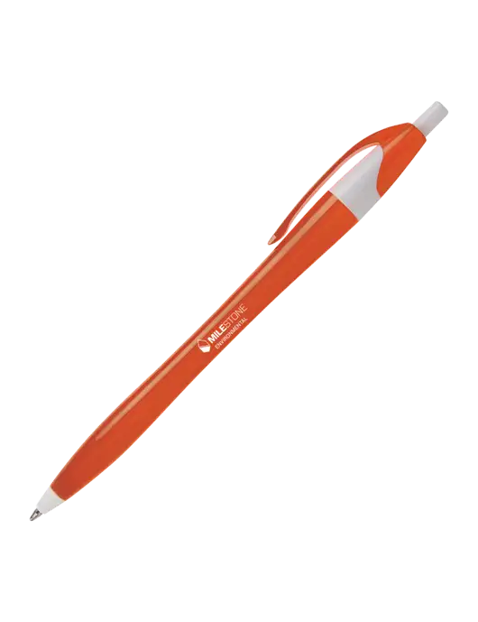 Novella Orange/White Breeze Pen - Blue Ink w/Milestone Environmental Logo