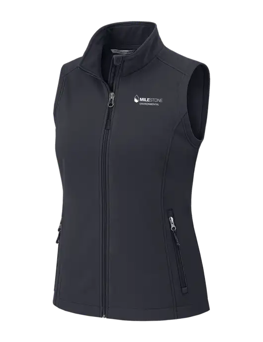 Charcoal Grey Womens Core Soft Shell Vest w/Milestone Environmental Logo