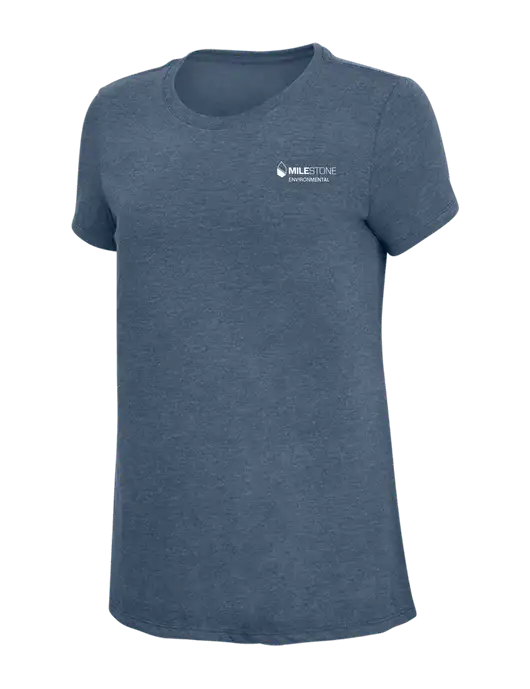 Womens Simply Soft Navy Frost 4.5oz  Poly/Combed Ring Spun Cotton T-Shirt w/Milestone Environmental Logo
