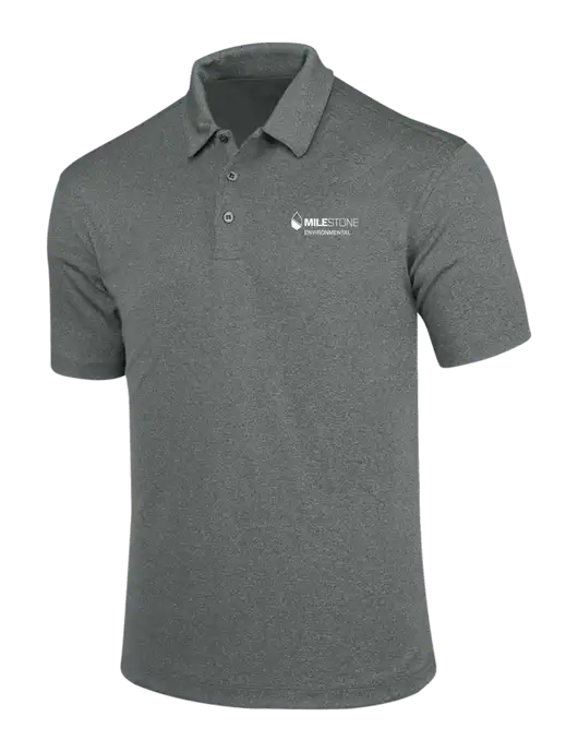 Charcoal Trace Heather Polo w/Milestone Environmental Logo