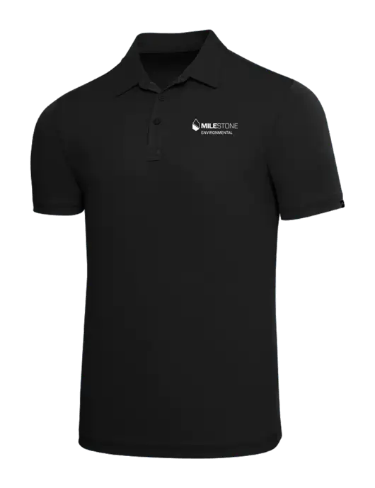 TravisMathew Black Solid Oceanside Polo w/Milestone Environmental Logo