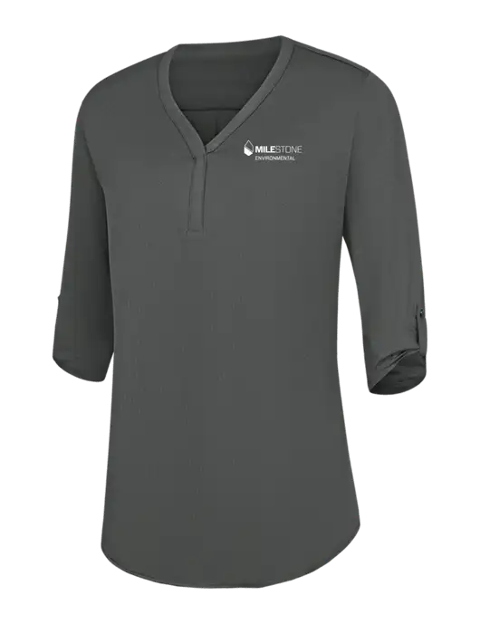 Womens Dark Grey City Stretch 3/4-Sleeve Tunic w/Milestone Environmental Logo