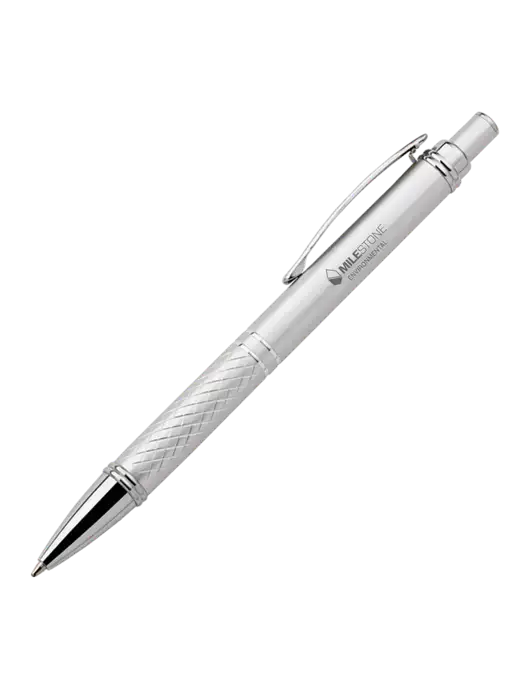 Silver Stellar Scribe Pen - Black Ink w/Milestone Environmental Logo