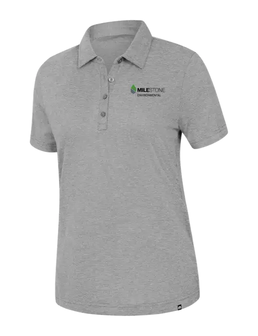 TravisMathew Womens Light Grey Heather Sunnyvale Polo w/Milestone Environmental Logo