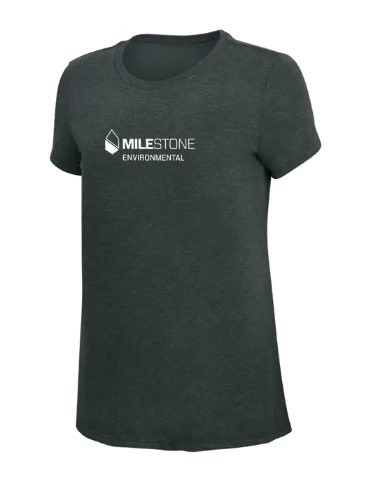 Womens Simply Soft Black Frost 4.5oz Poly/Combed Ring Spun Cotton T-Shirt w/Milestone Environmental Logo