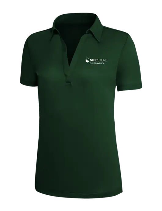 Dark Green Silk Touch Womens Performance Polo w/Milestone Environmental Logo