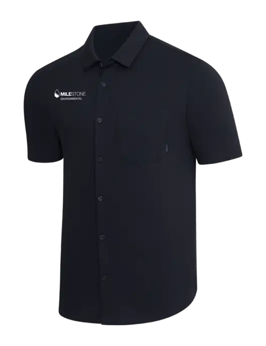 OGIO Black Extend Short Sleeve Button Up Shirt w/Milestone Environmental Logo
