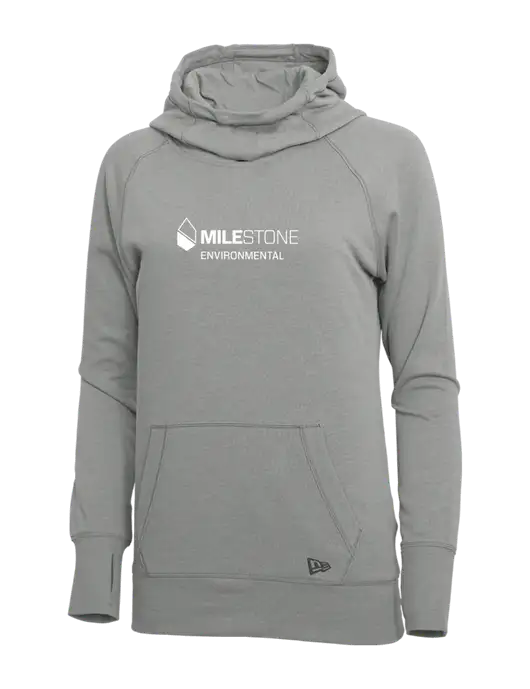 New Era Shadow Grey Heather Womens Tri-Blend Fleece Pullover Hoodie w/Milestone Environmental Logo