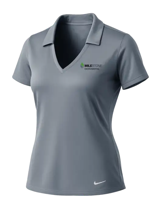 NIKE Medium Grey Womens Dri-Fit Vertical Mesh Polo w/Milestone Environmental Logo