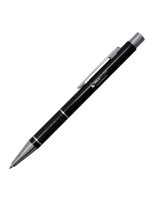 St George Black Pen - Blue Ink w/Milestone Environmental Logo