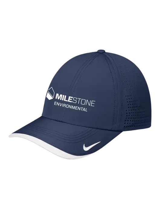 Nike Navy/White Dri-FIT Perforated Performance Cap w/Milestone Environmental Logo