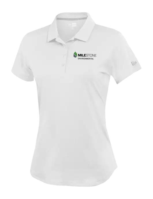 New Era Womens Power White Polo w/Milestone Environmental Logo