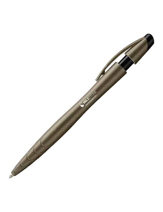 Awali Grey Metallic Pen - Black Ink w/Milestone Environmental Logo