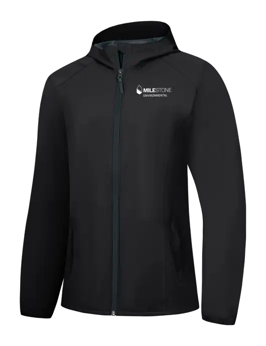 Womens Black Essential Rain Jacket w/Milestone Environmental Logo