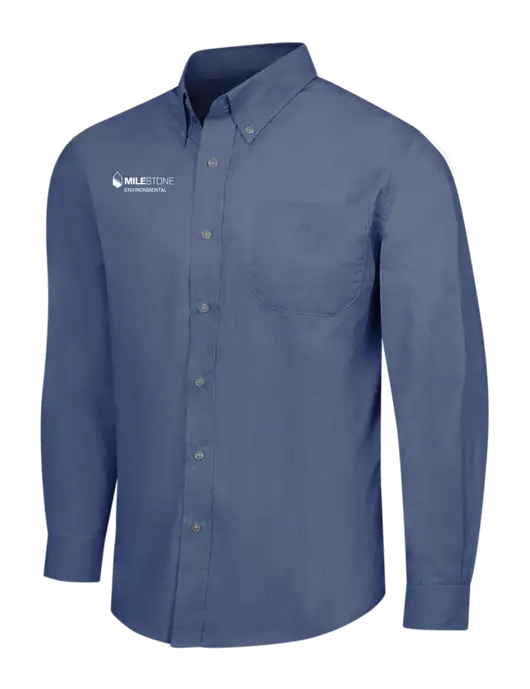 Light Navy Crosshatch Easy Care Shirt w/Milestone Environmental Logo