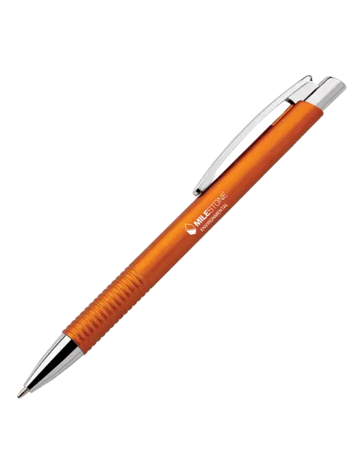 Malay Orange Ballpoint Pen - Blue Ink w/Milestone Environmental Logo