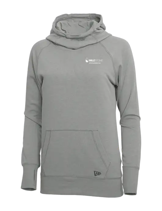 New Era Shadow Grey Heather Womens Tri-Blend Fleece Pullover Hoodie w/Milestone Environmental Logo