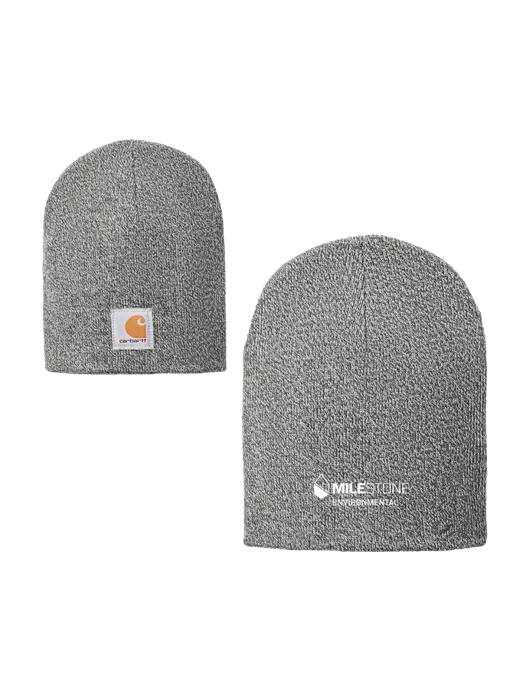 Carhartt Medium Grey Heather Acrylic Knit Hat w/Milestone Environmental Logo