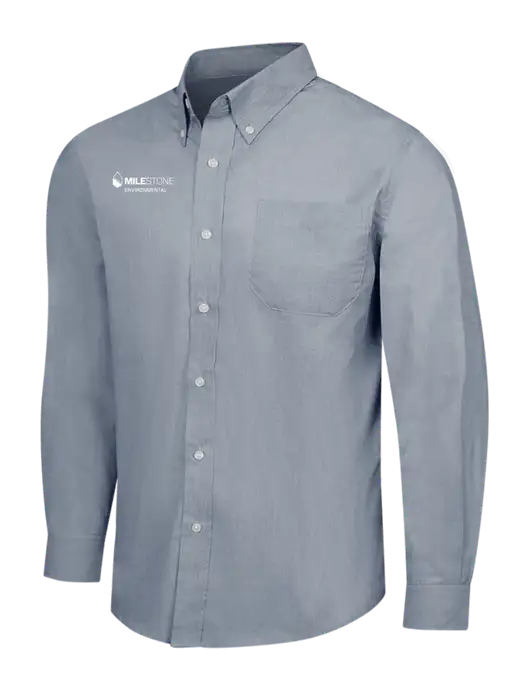 Navy Frost Crosshatch Easy Care Shirt w/Milestone Environmental Logo