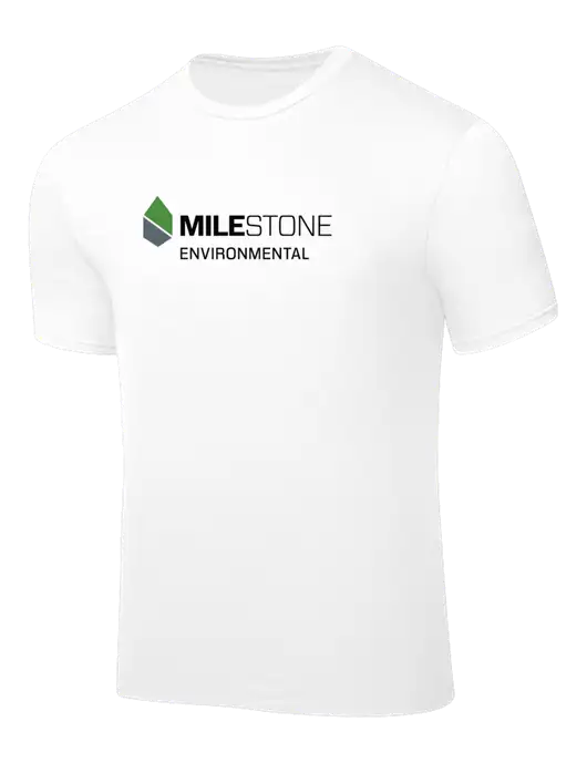 White PosiCharge Competitor Tee w/Milestone Environmental Logo