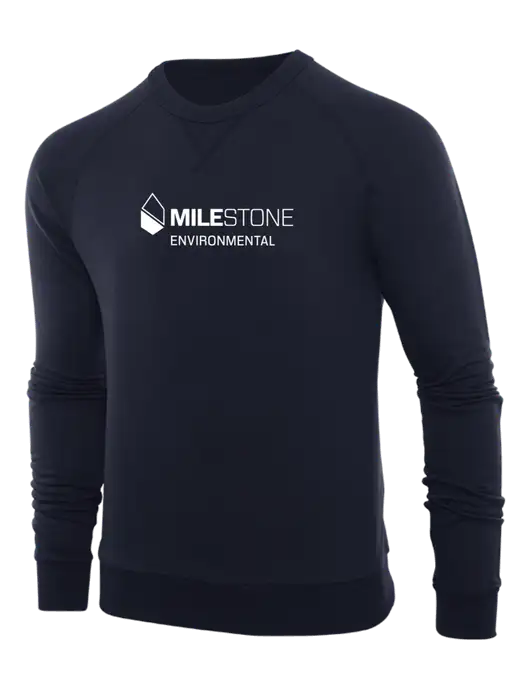Allmade Dark Navy Organic French Terry Crewneck Sweatshirt w/Milestone Environmental Logo