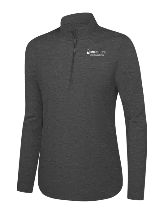 Womens Dark Grey Heather C-FREE Double Knit 1/4-Zip w/Milestone Environmental Logo
