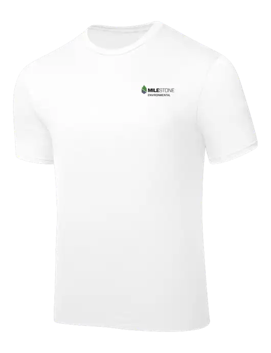 White PosiCharge Competitor Tee w/Milestone Environmental Logo