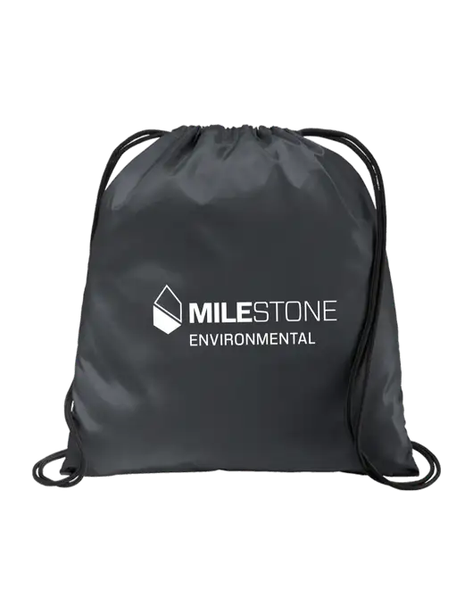 Drawstring  Graphite Grey Cinch Pack w/Milestone Environmental Logo