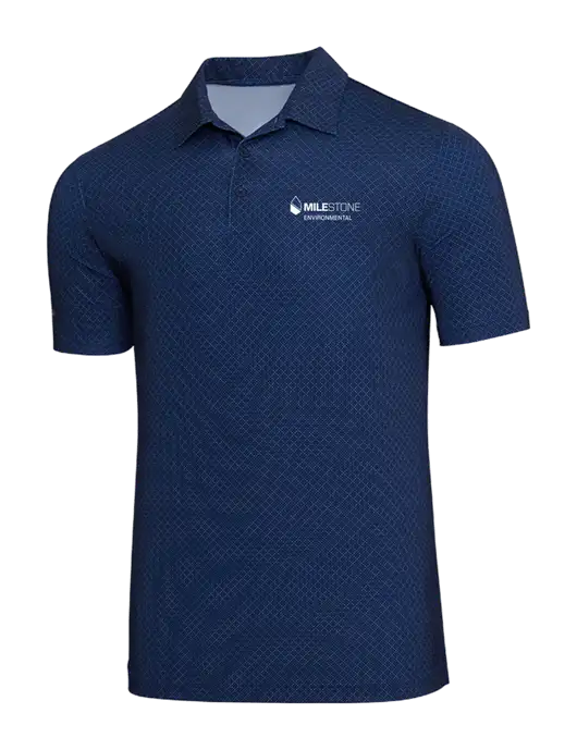 Adidas Navy Blue Diamond Dot Print Polo w/Milestone Environmental Logo