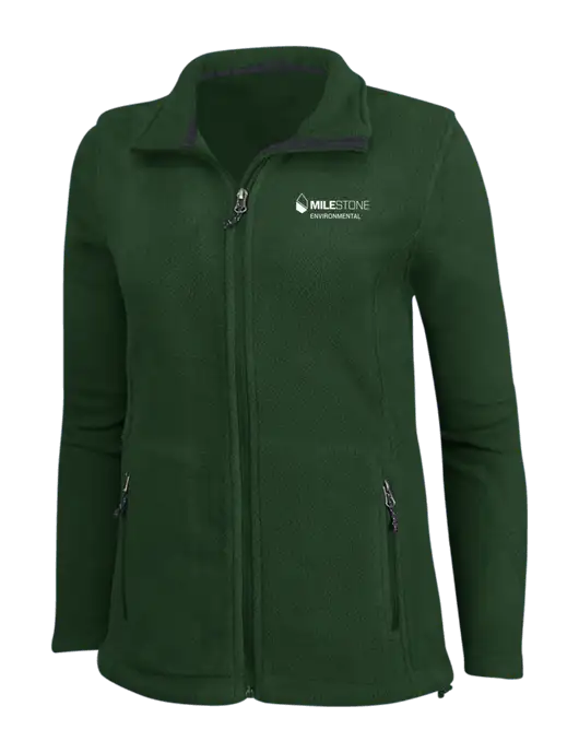 Womens Fleece Dark Green Jacket w/Milestone Environmental Logo