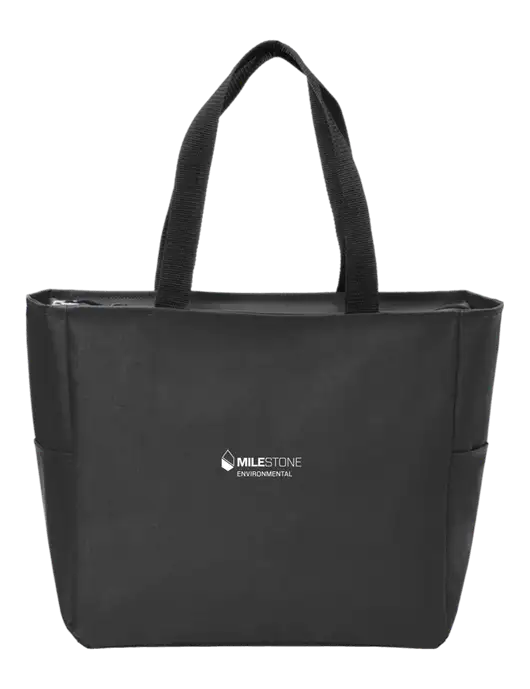 Everyday Black Zip Tote  w/Milestone Environmental Logo