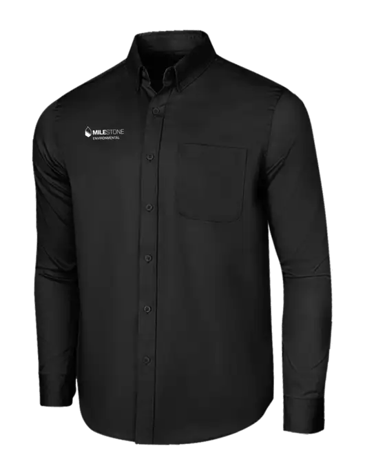 Long Sleeve Deep Black Superpro React Twill Shirt w/Milestone Environmental Logo