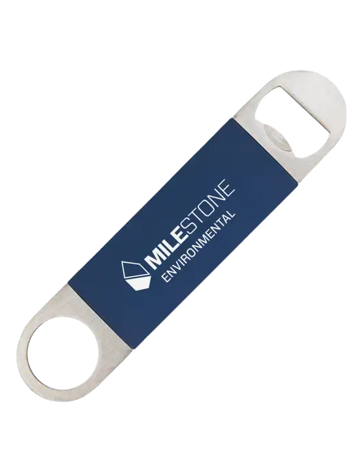 Navy Bottle Opener with Silicone Grip w/Milestone Environmental Logo