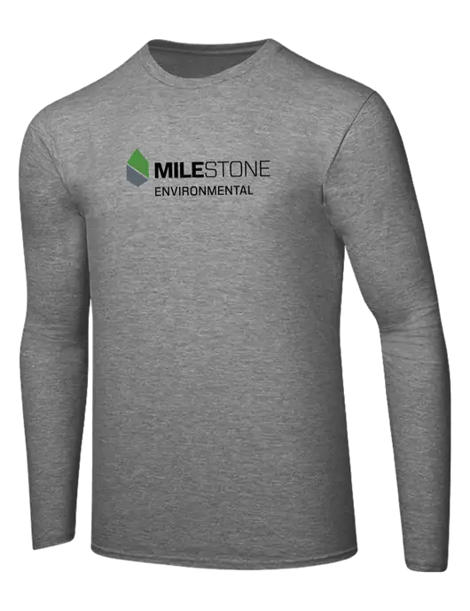 Ring Spun Light Heather Grey 4.5 oz Long Sleeve T-Shirt w/Milestone Environmental Logo