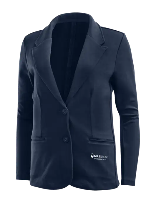 Deep Navy Womens Knit Blazer w/Milestone Environmental Logo
