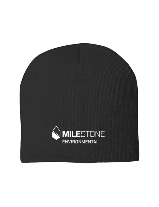 Solid Black Element Knit Beanie w/Milestone Environmental Logo