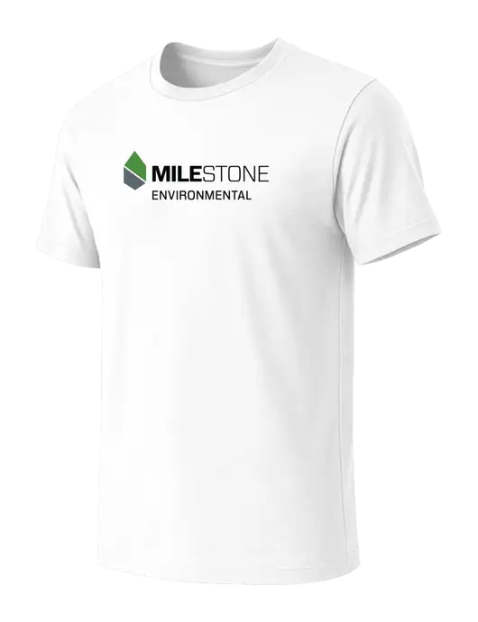 BELLA+CANVAS White Blend CVC Short Sleeve Tee w/Milestone Environmental Logo