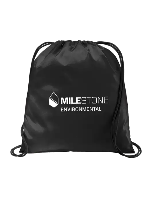 Drawstring  Black Cinch Pack w/Milestone Environmental Logo