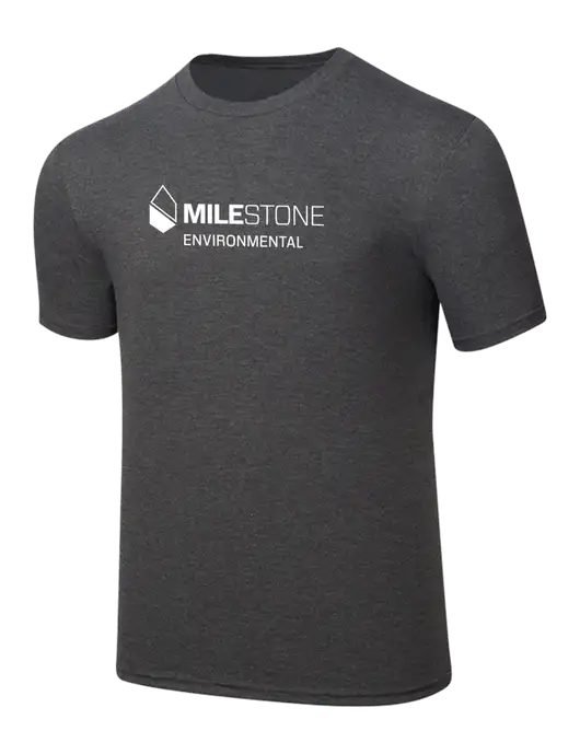 Simply Soft Heathered Charcoal 4.5oz  Poly/Combed Ring Spun Cotton T-Shirt w/Milestone Environmental Logo