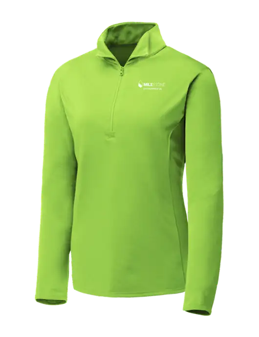 Lime Shock Womens Posicharge Competitor ¼ Zip Pullover w/Milestone Environmental Logo