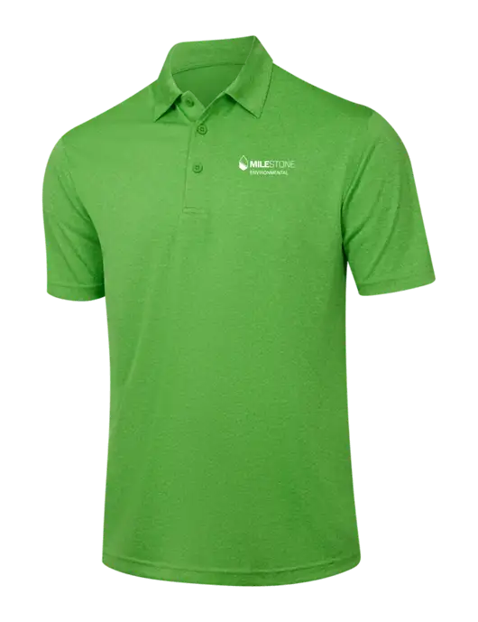Kelly Green Heather Contender Polo w/Milestone Environmental Logo