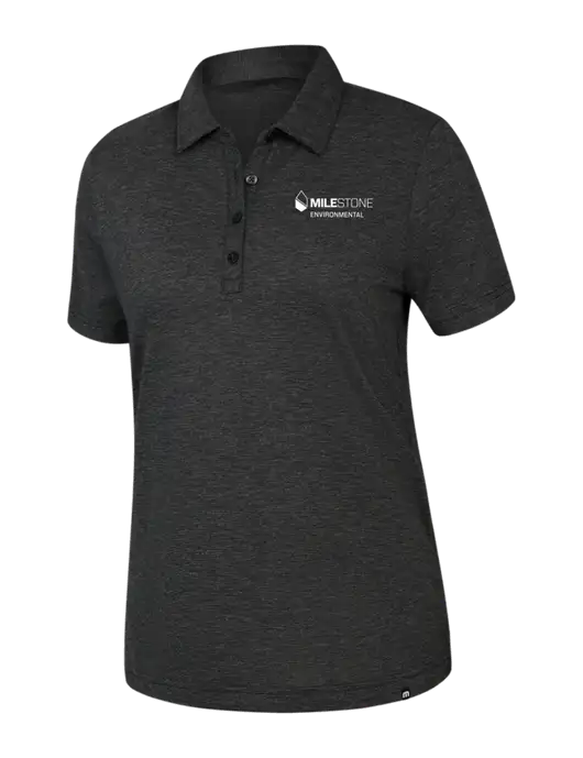 TravisMathew Womens Black Heather Sunnyvale Polo w/Milestone Environmental Logo