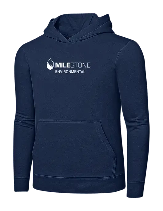 Navy 7.8 oz Ring Spun Hooded Sweatshirt w/Milestone Environmental Logo