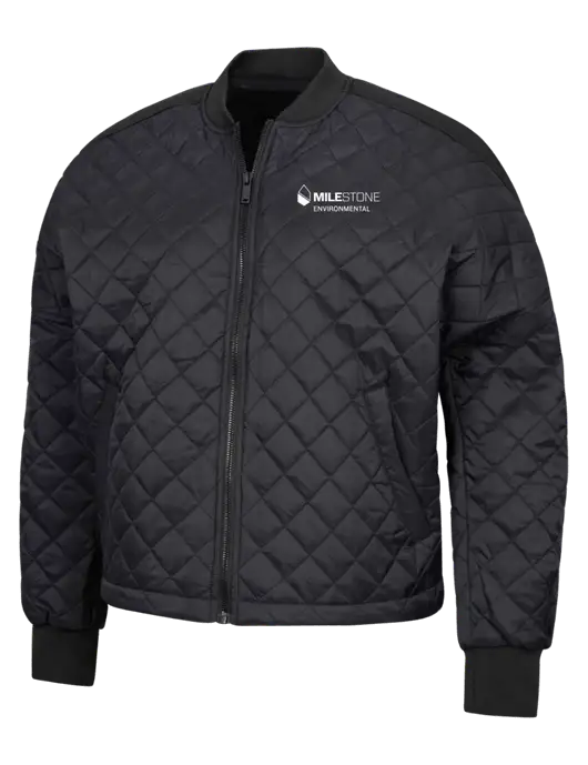 Mercer+Mettle Black Womens Boxy Quilted Jacket w/Milestone Environmental Logo