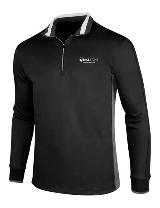 NIKE Black/Dark Grey/White Dry-Fit 1/2 Zip Cover-Up w/Milestone Environmental Logo