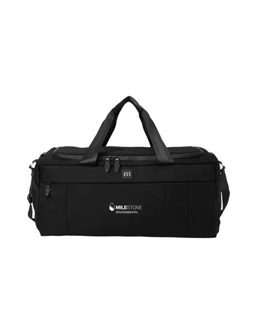 TravisMathew Black Duration Duffel w/Milestone Environmental Logo