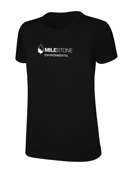 Womens Ring Spun Jet Black 4.5 oz T-Shirt w/Milestone Environmental Logo