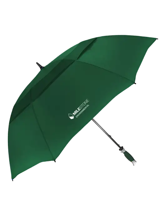 Dark Green Vented Typhoon Tamer Golf Umbrella w/Milestone Environmental Logo